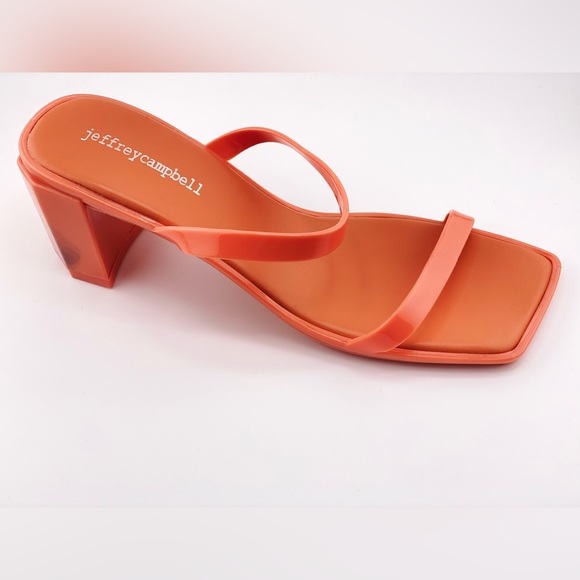 NWOB Women’s Jeffrey Campbell Jamm-3 Jelly High Heel Slide Sandals Peach Pink - Picture 4 of 10
